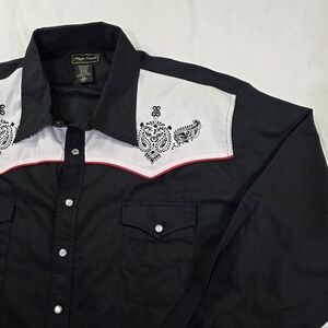 High Noon Western Long Sleeve Button Up Shirt Embroidered Yoke Pearl Snaps. 2XL